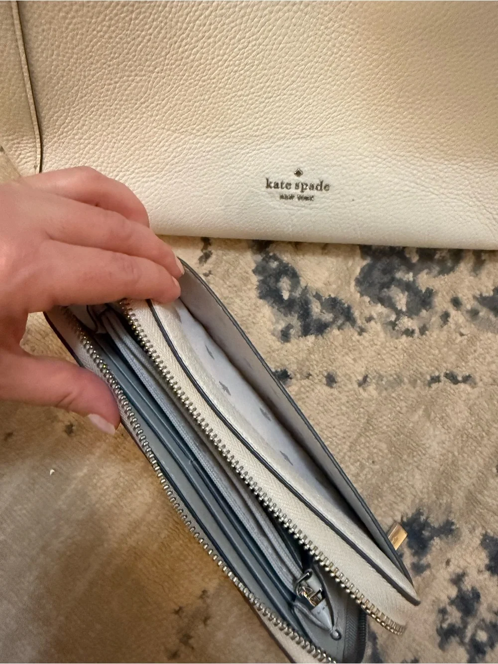 Kate Spade Cream Pebbled Leather Shoulder Bag with Wallet